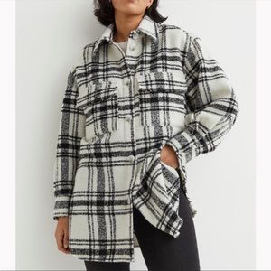 H&M Oversized Shirt Jacket Black and White Flannel Like New